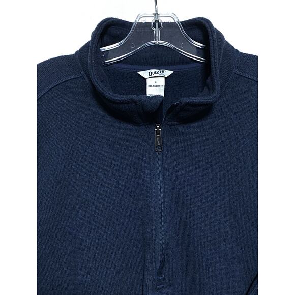 Duluth Trading Co. Relaxed Fit Blue Fleece 1/4 Zip Pullover Mens Large Polyester - Picture 3 of 8